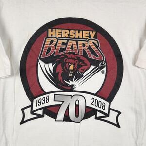 Hershey Bears Shirt Mens XL White AHL Hockey 70th Anniversary Graphic Logo Promo
